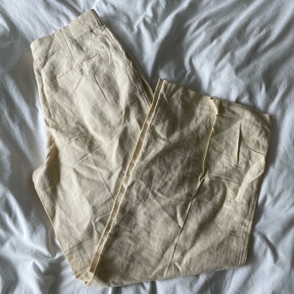 Zara Cream Linen Pants - Brand New with Tags
